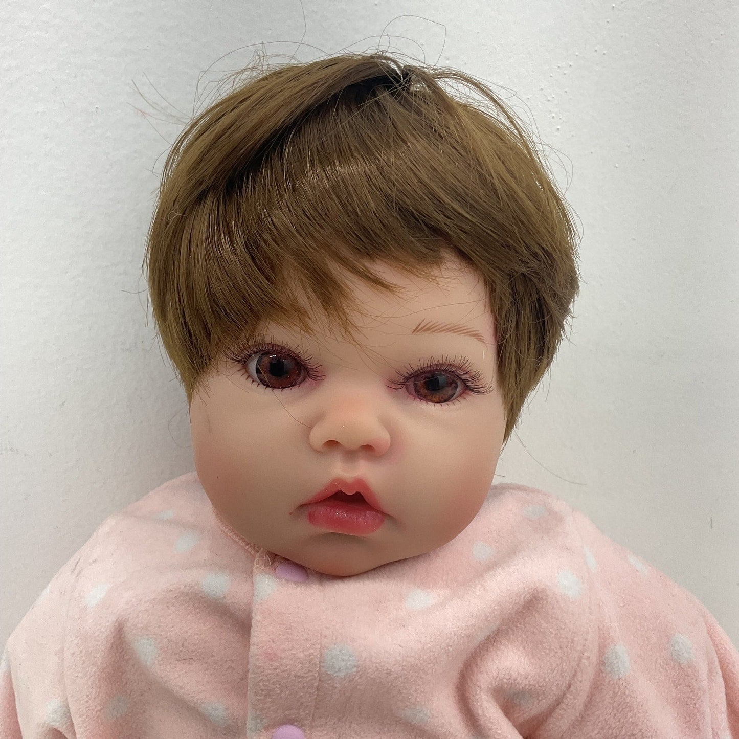 Preowned Unbranded Realistic Brunette Little Girl Caucasian Baby Play Doll Toy - Warehouse Toys