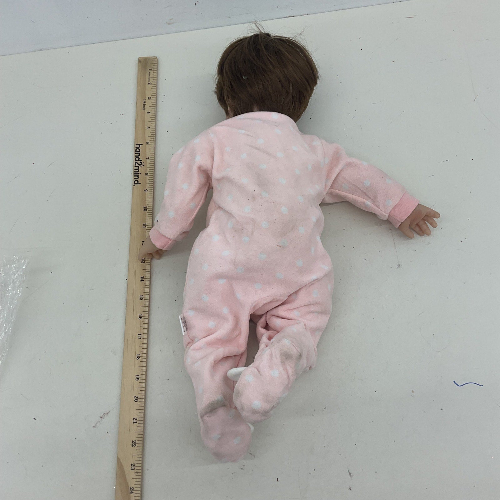 Preowned Unbranded Realistic Brunette Little Girl Caucasian Baby Play Doll Toy - Warehouse Toys