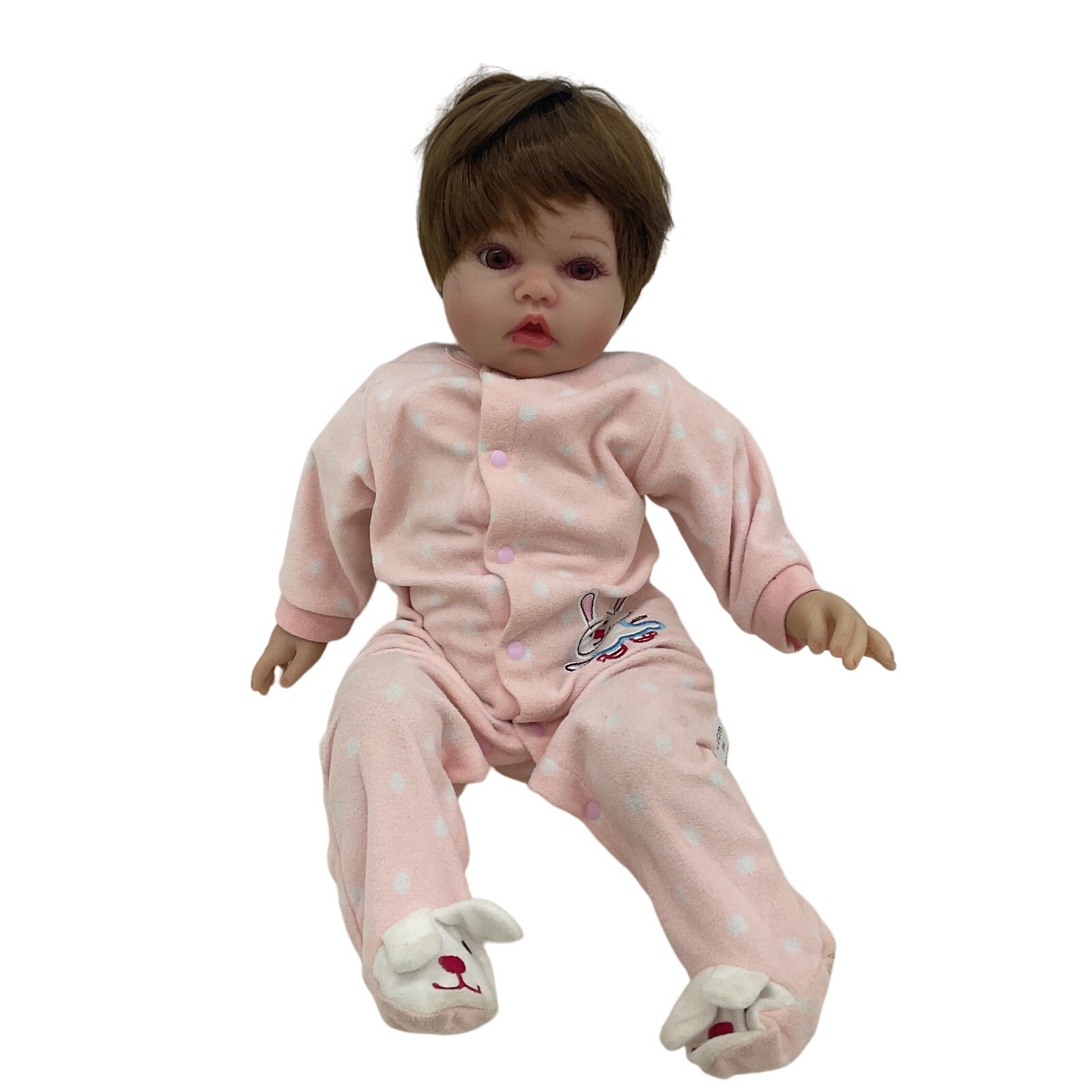 Preowned Unbranded Realistic Brunette Little Girl Caucasian Baby Play Doll Toy - Warehouse Toys