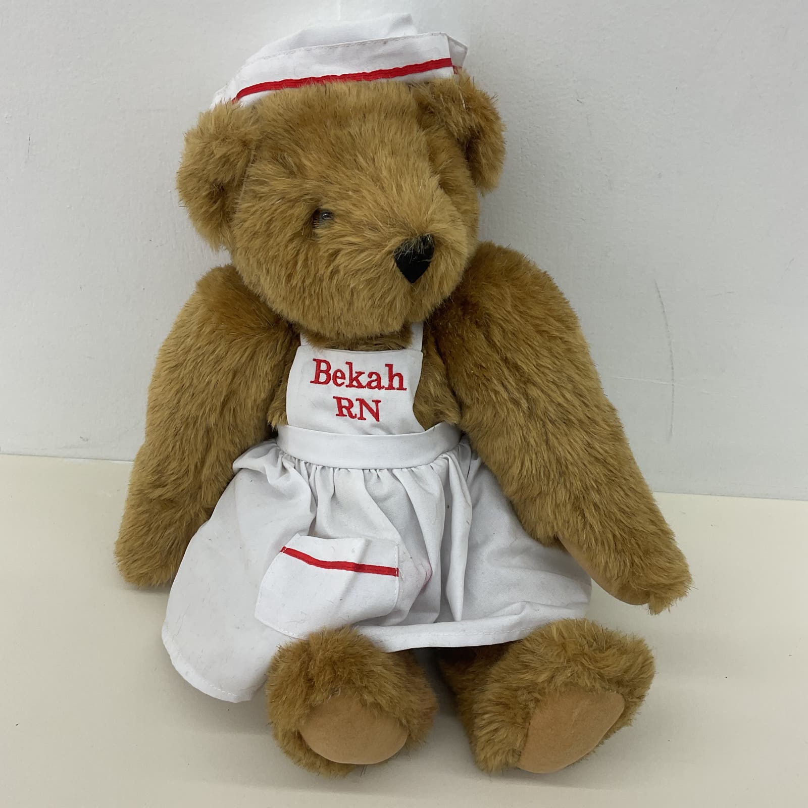 Preowned Vermont Teddy Bear Nurse Poseable Jointed Brown Plush Doll - Warehouse Toys