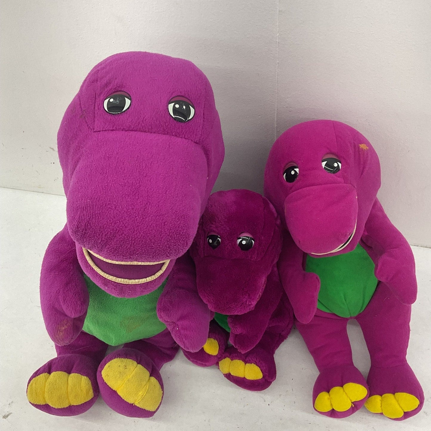 Preowned Vintage Barney & Friends Purple Dinosaur Stuffed Animals LOT of 3 Mixed - Warehouse Toys