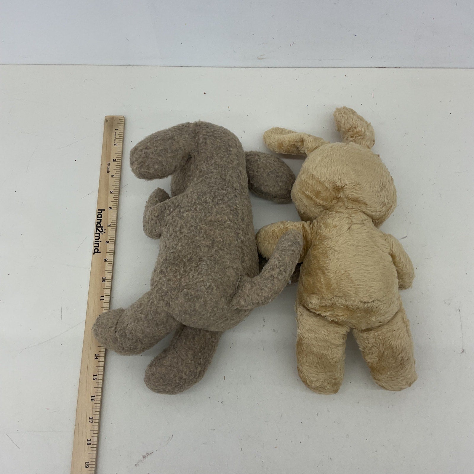 Preowned Vintage LOT 2 Brown Puppy Dog Bunny Rabbit Stuffed Animals Plush Toys - Warehouse Toys