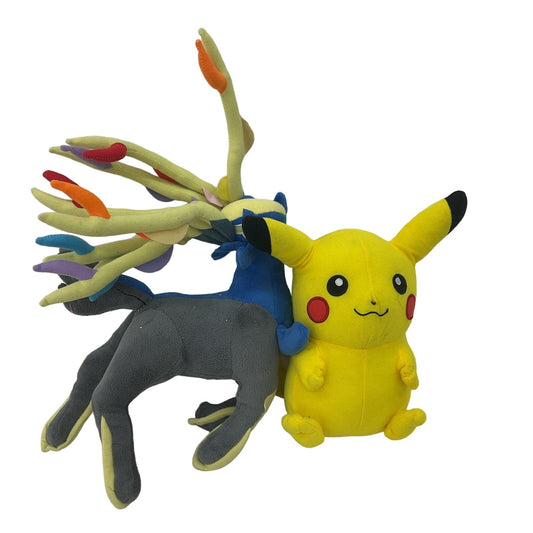 Preowned Xerneas & Pikachu Pokemon Character Plush Dolls LOT - Warehouse Toys