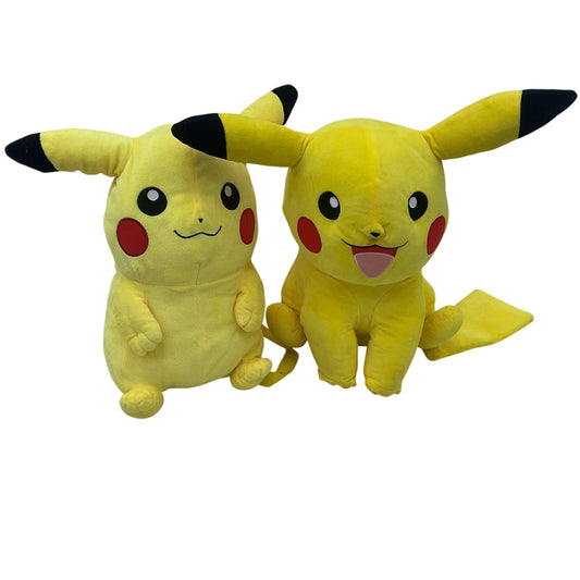 Preowned Yellow Pokemon Pikachu Plush LOT of 2 Sitting Position Designs - Warehouse Toys