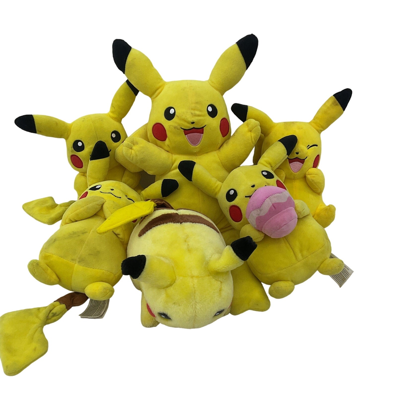 Preowned Yellow Pokemon Stuffed Animal Toys LOT Pikachu Different Expressions - Warehouse Toys