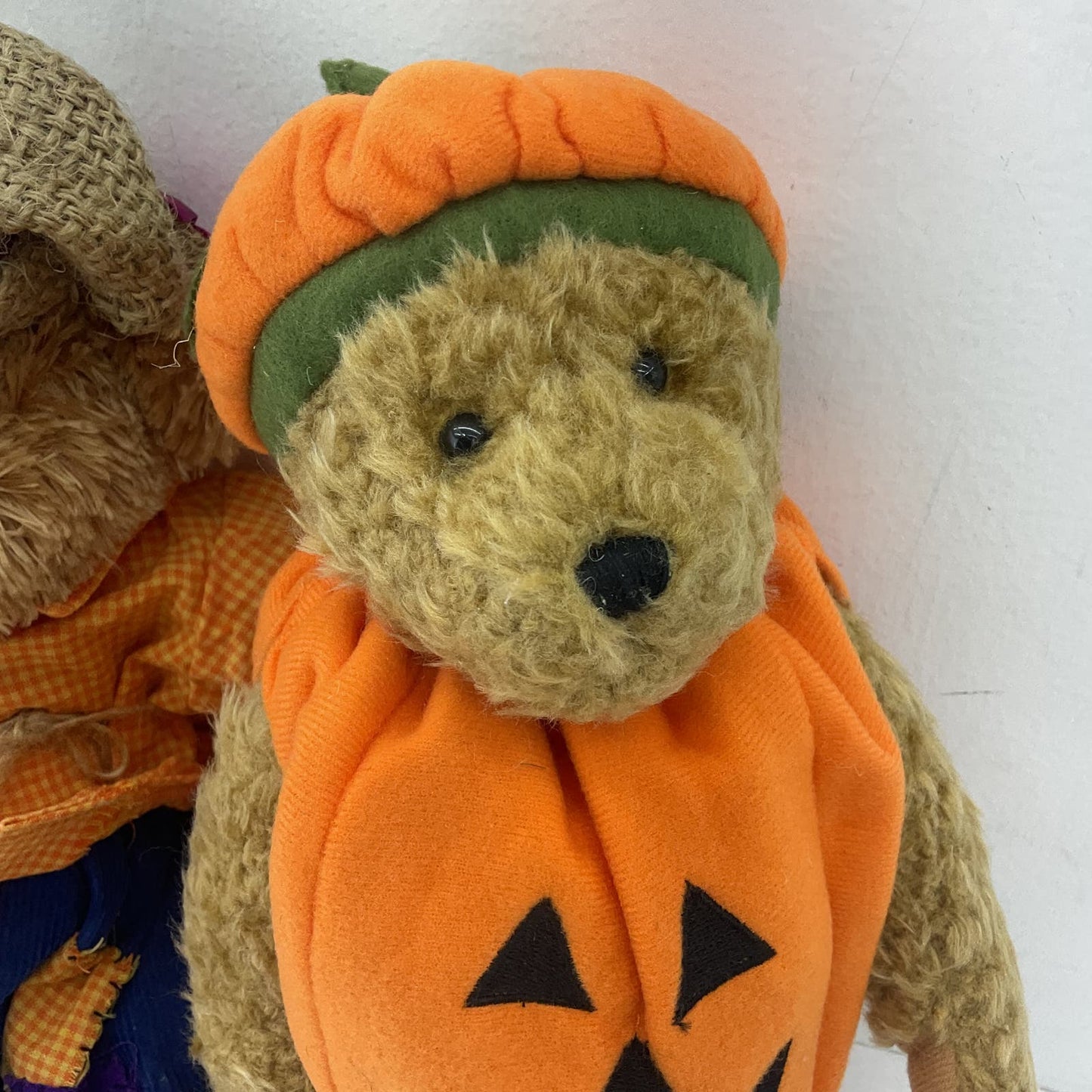 Pumpkin and Farmer Teddy Bear Plush - Brown Stuffed Animal Toy Halloween - Warehouse Toys