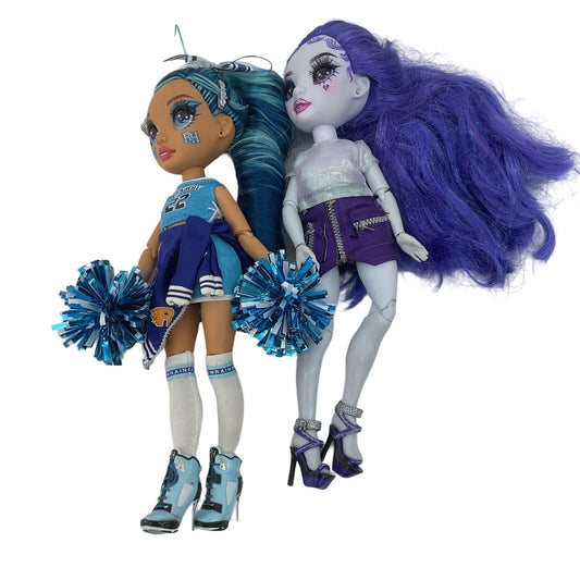 Rainbow High Blue Cheerleader Purple Hair Mini Skirt Outfit Fashion Dolls LOT 2 - Warehouse Toys