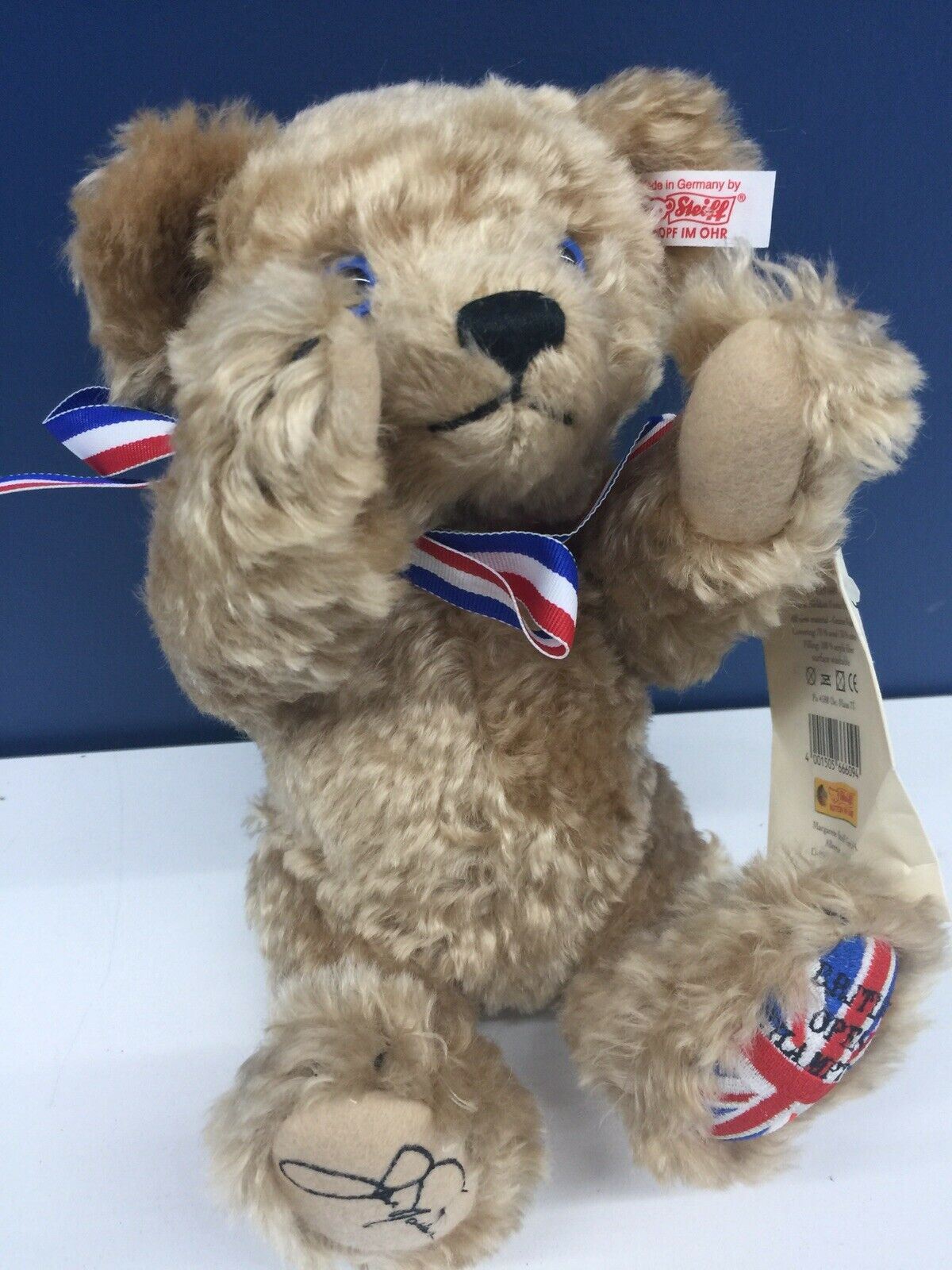 RARE 11" Steiff Jack Nicklaus II Jointed Teddy Bear British Open Champion w/ Tag - Warehouse Toys