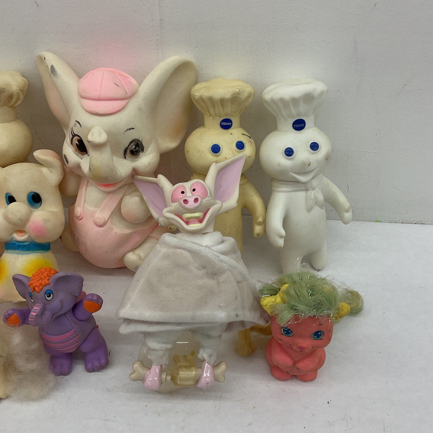 Rubber Toy Figures Disney Bank White Mouse Pillsbury Doughboy Pretty Kitty VTG - Warehouse Toys