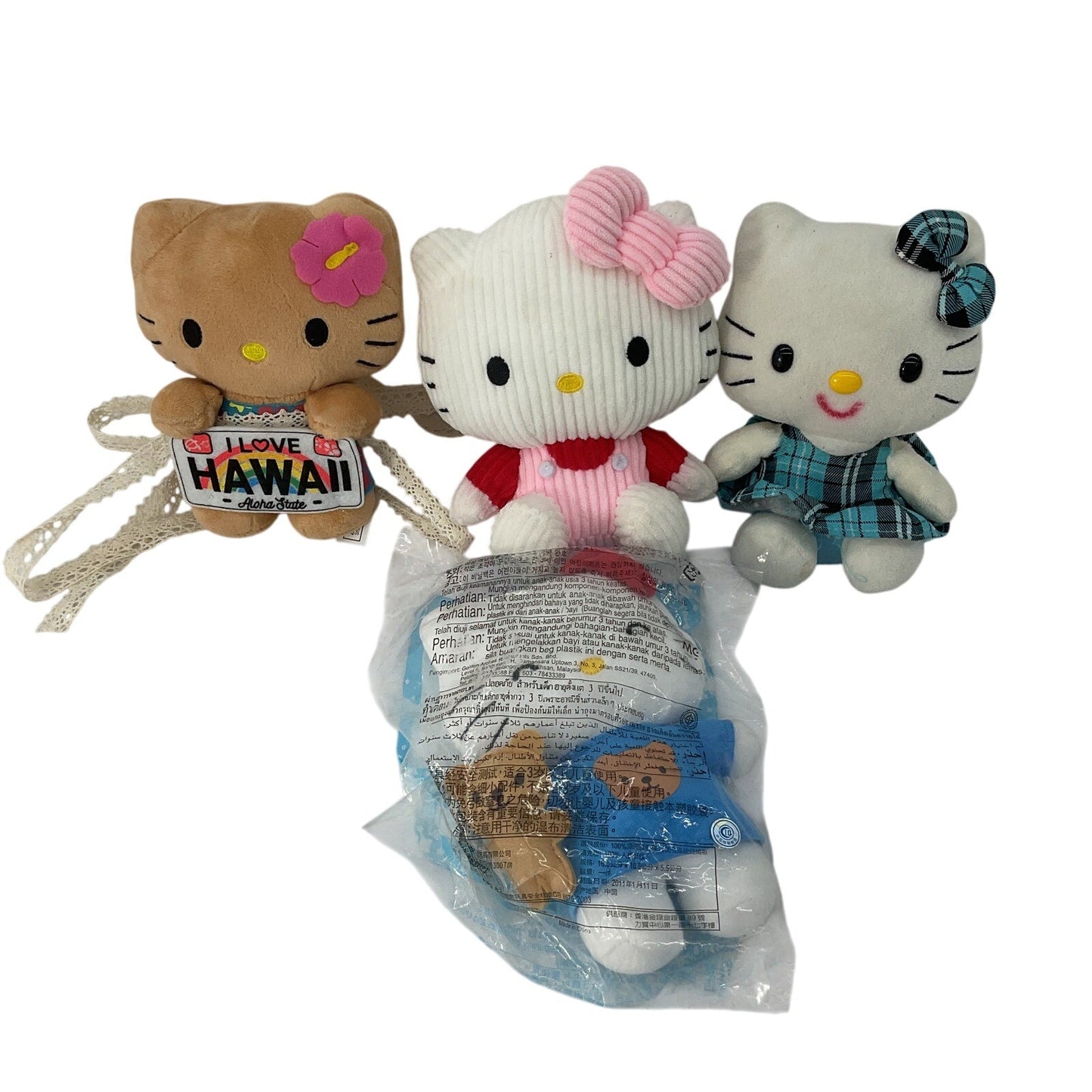 Sanrio CUTE Hello Kitty Character Plush Dolls Preowned LOT Hawaii Corduroy Bear - Warehouse Toys