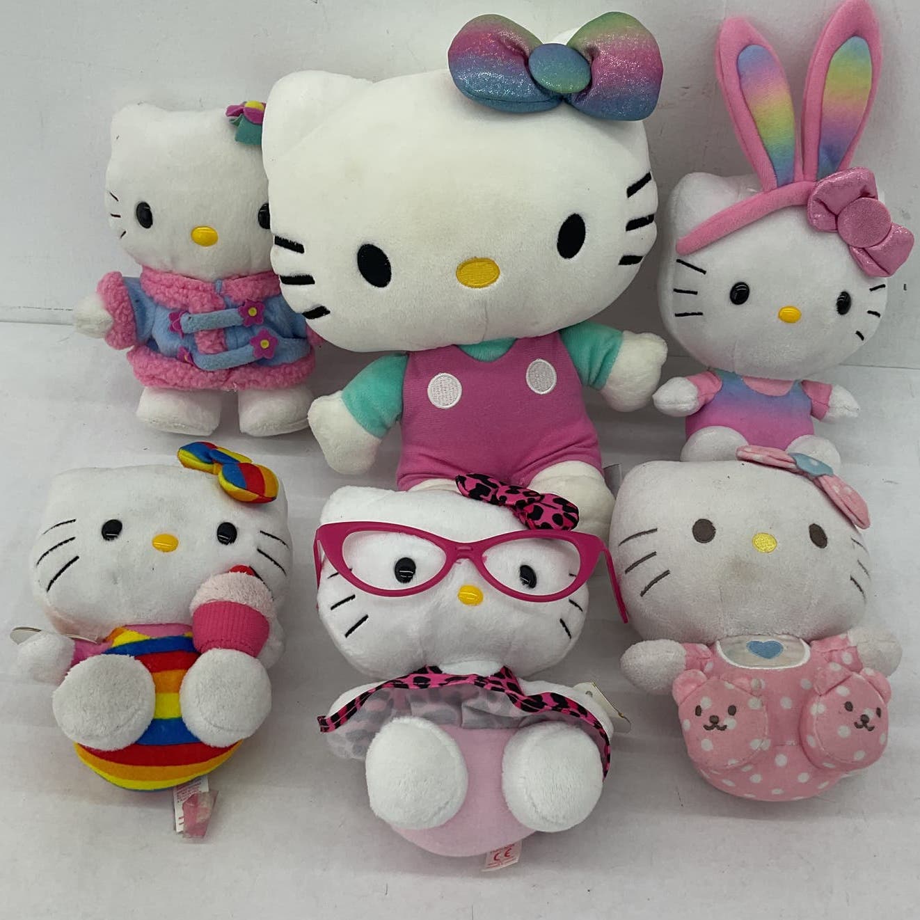 Sanrio Hello Kitty Multicolor Plush Toy Stuffed Animal Cat Lot - Warehouse Toys