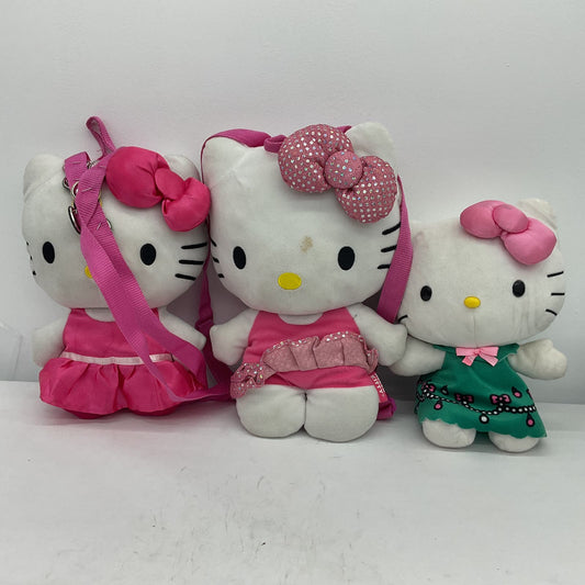 Sanrio Hello Kitty White Stuffed Animal Cat Plush Lot Pink Tutu Green Dress - Warehouse Toys