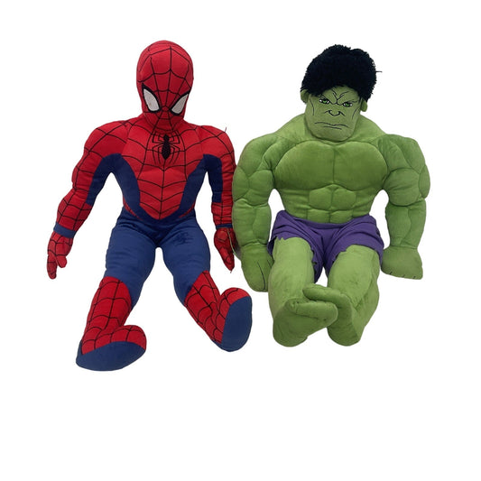 Set of 2 Marvel Spiderman Hulk Large Plush Toys - Preowned - Warehouse Toys