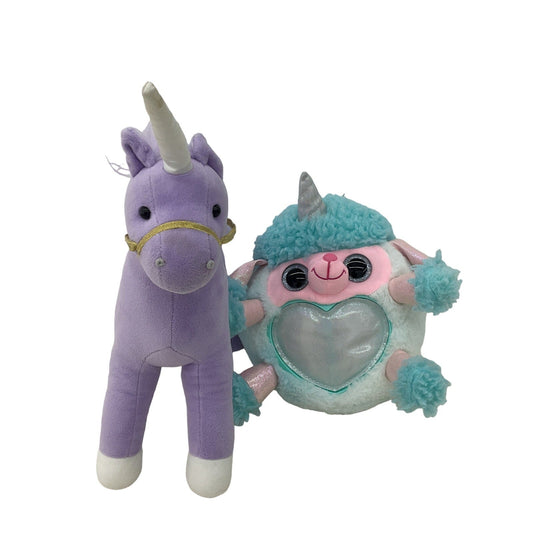 Shimeez Teal Fairy Wings Lamb & Purple Unicorn Fantasy Plush Dolls - Warehouse Toys