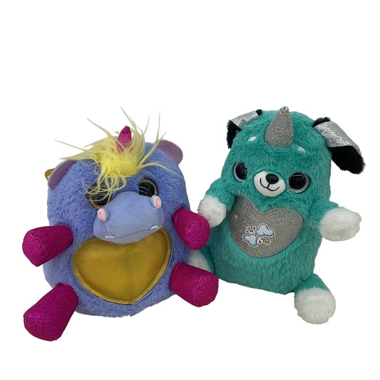 Shimmeez Purple Green Hippo Dog Plush Fairy Fantasy Dolls LOT 2 - Warehouse Toys