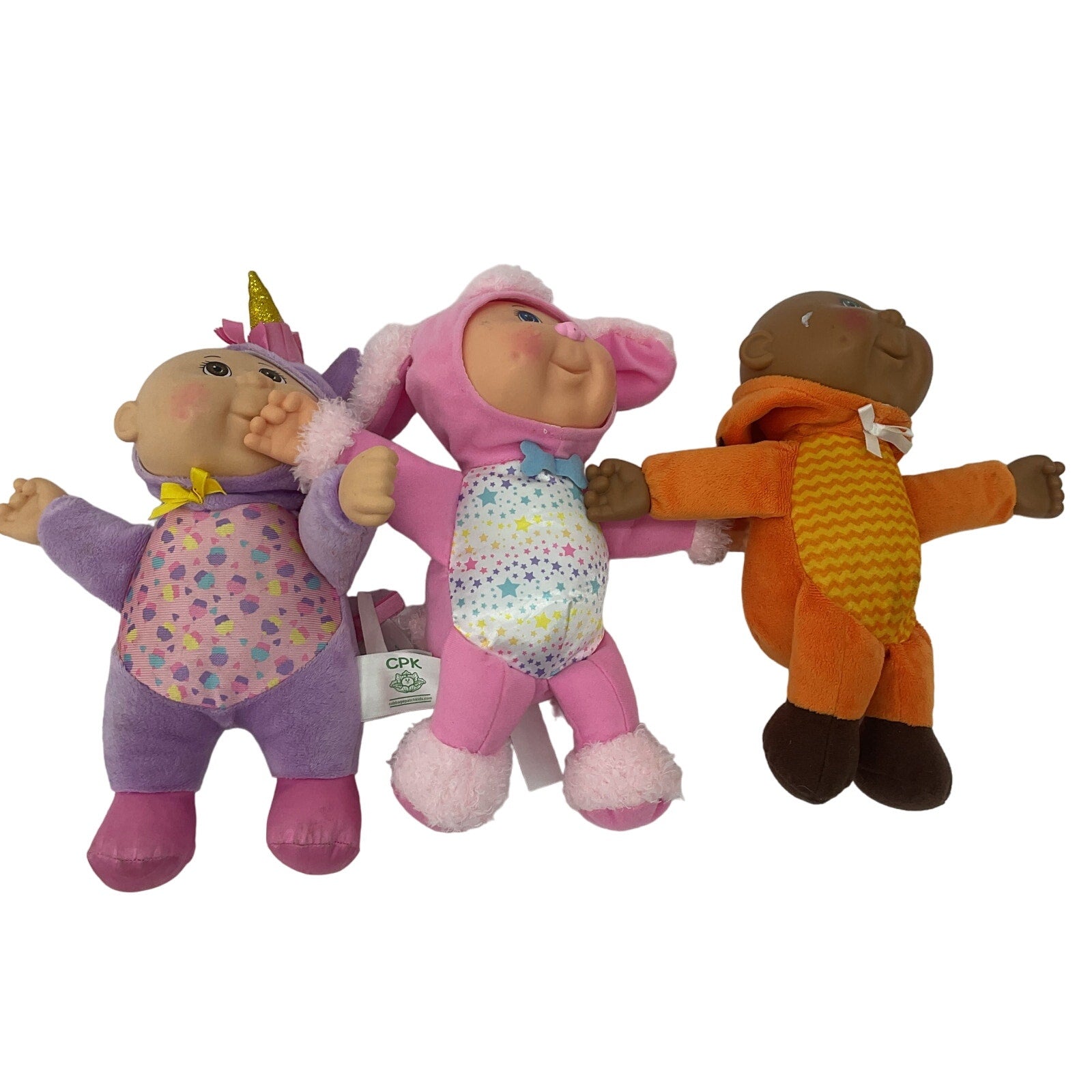 Small CPK Cabbage Patch Kids Soft Bodied Plush Baby Dolls LOT 3 Animal Outfits - Warehouse Toys