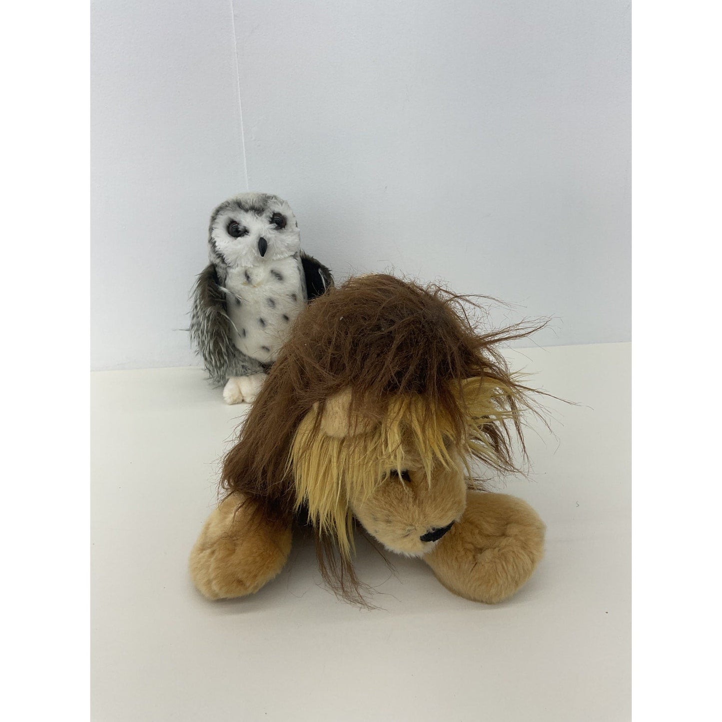 Soft Cuddly Brown Douglas Lion & White Spotted Owl Nature Animals Plush LOT 2 - Warehouse Toys