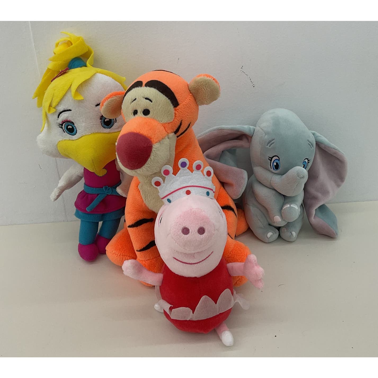 Soft Cuddly LOT Disney Tigger Dumbo Chuck E Cheese Helen Peppa Pig Plush Dolls - Warehouse Toys