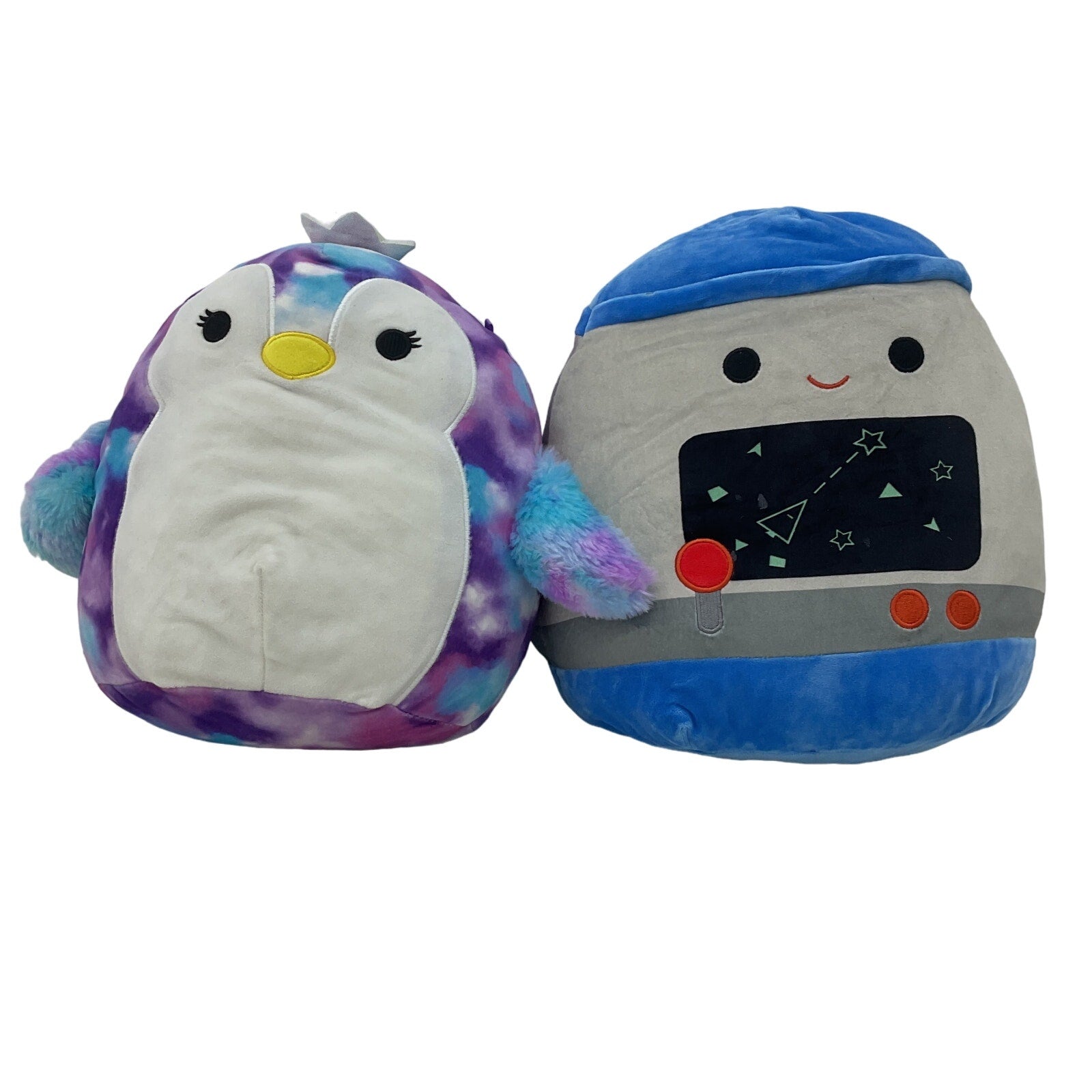 Squishmallows Character Plush LOT Purple Penguin Queen & Blue Space Robot Dolls - Warehouse Toys