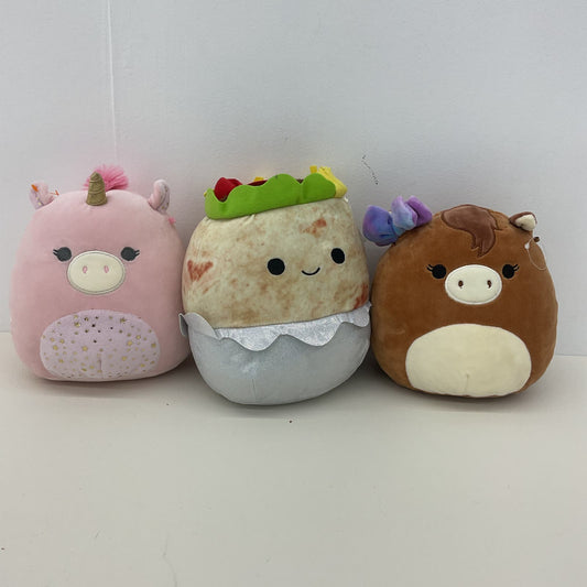 Squishmallows LOT Brown Horse Pink Unicorn Beige Burrito Character Plush Dolls - Warehouse Toys