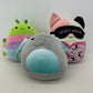 Squishmallows Mixed LOT Rainbow Worm Gray Elephant Pink Sleepy Cat Plush Toys - Warehouse Toys