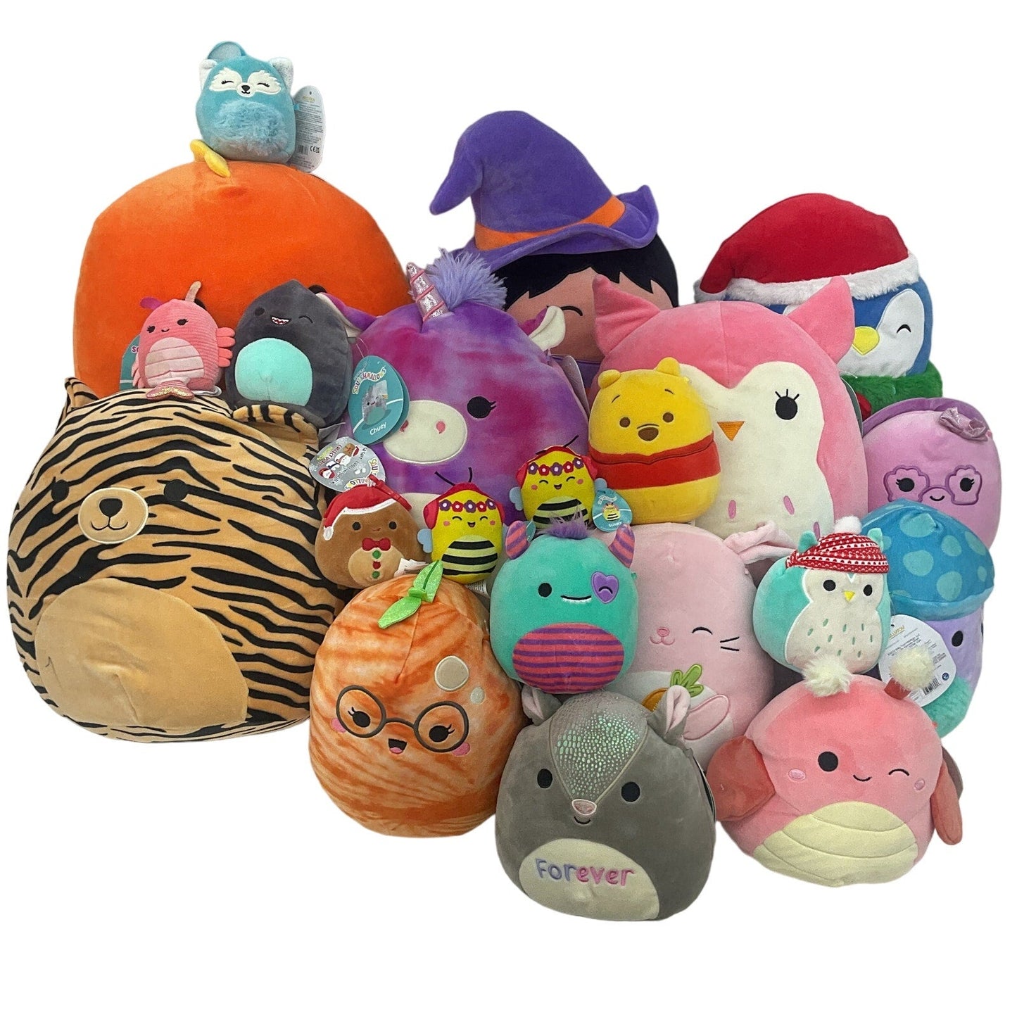 Squishmallows Multicolor Stuffed Animals 13 lbs LOT Tiger Witch Pooh Bear Disney - Warehouse Toys