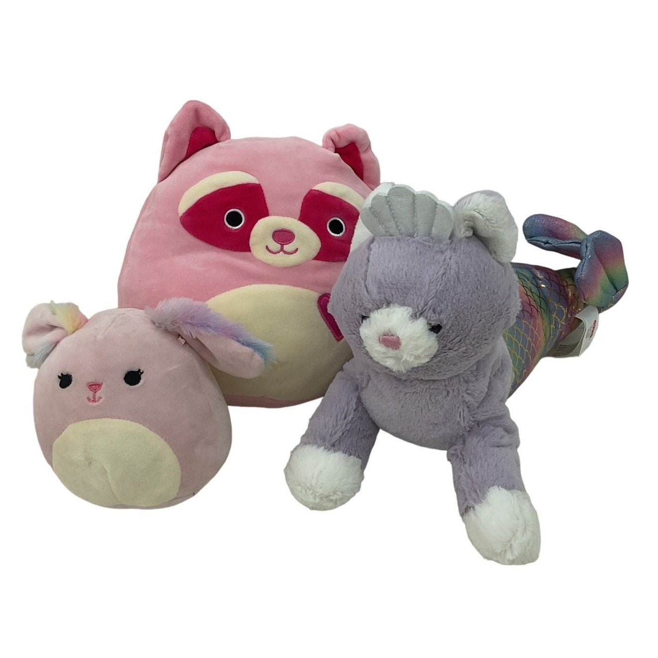 Squishmallows Pink Racoon Cat Mermaid Pink Bunny Rabbit Girly Plush Toys - Warehouse Toys