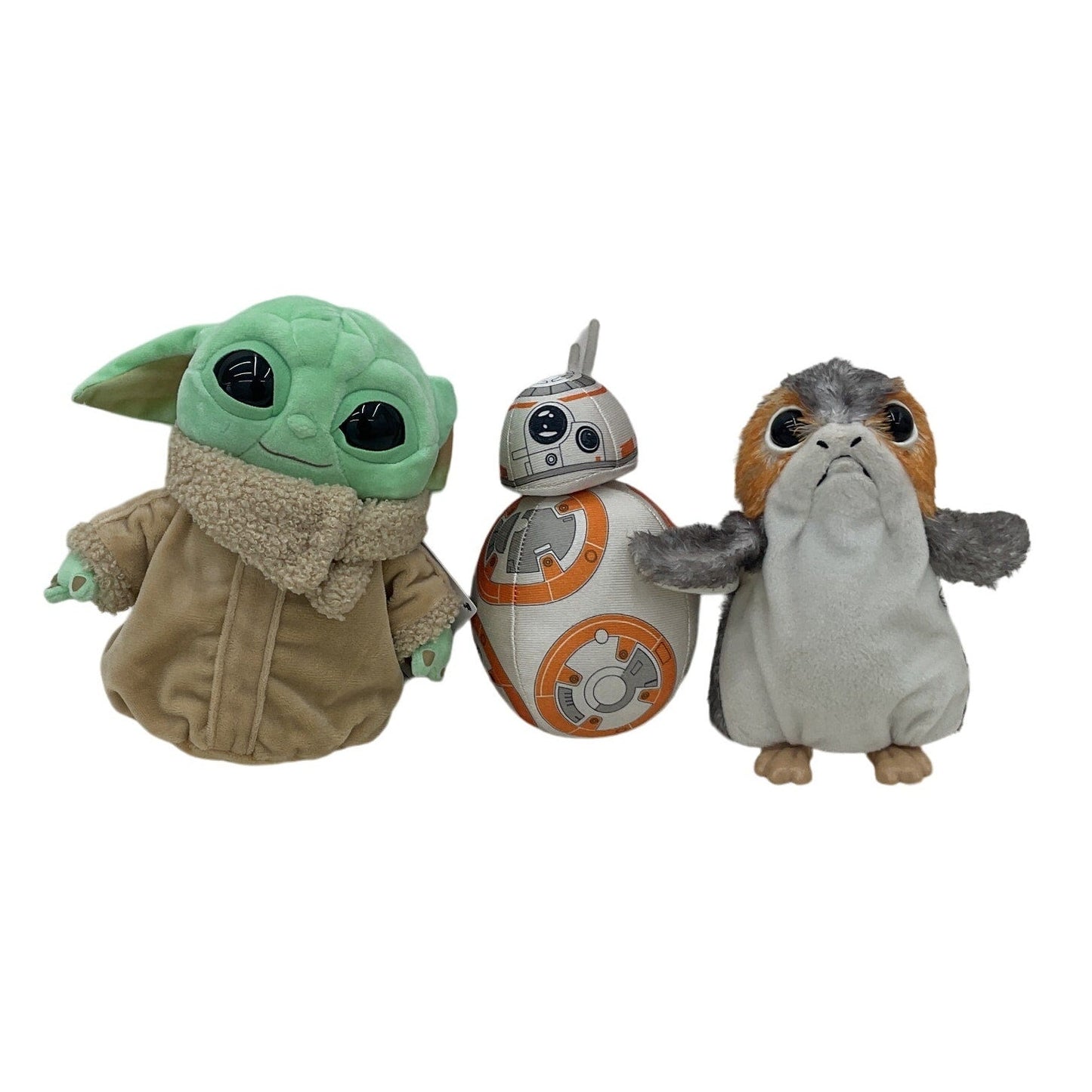 Star Wars Trio LOT Porg BB - 8 Droid Baby Grogu Yoda Plush Character Dolls - Warehouse Toys