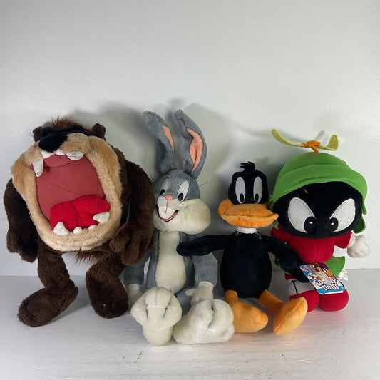 VTG & Modern Lot of 4 Looney Tunes Plush Stuffed Toy Bugs Daffy Taz Marvin