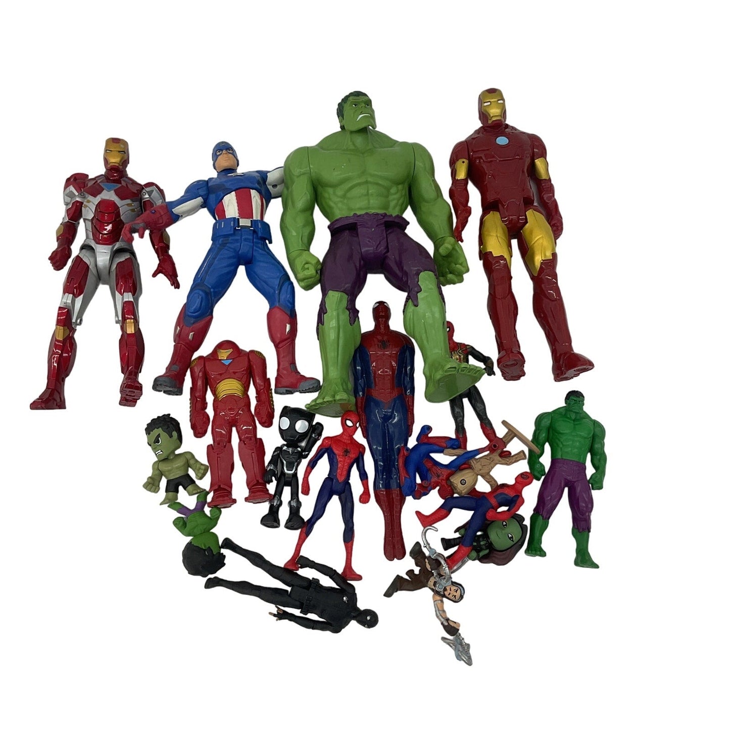 Superhero Preowned Red Green Hulk Ironman Spiderman Marvel Action Figures - Warehouse Toys