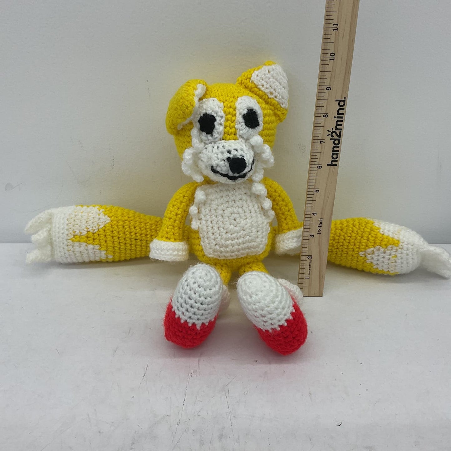 Tails Yellow Sonic the Hedgehog Stuffed Animal Crochet Knit Fox Toy - Warehouse Toys