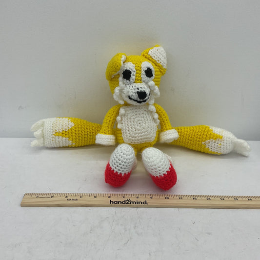 Tails Yellow Sonic the Hedgehog Stuffed Animal Crochet Knit Fox Toy - Warehouse Toys