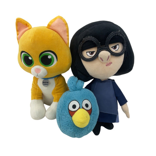 Teal Angry Birds Pixar The Incredibles Edna Mode Lightyear Orange Cat Plush LOT - Warehouse Toys