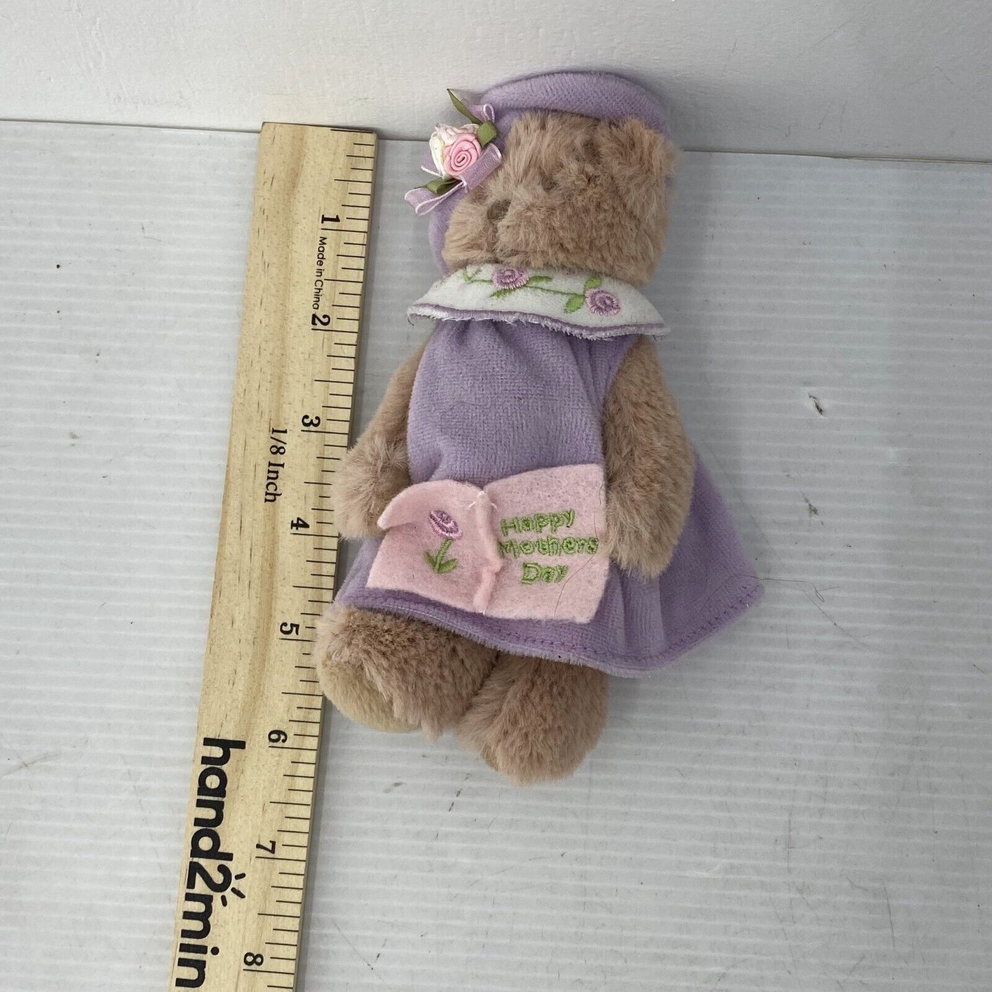 The Bearington Collection Brown Teddy Bear in Purple Dress Mothers Day Gif - Warehouse Toys