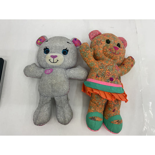 TOMY Doodle Bear Lot of 2 Orange Gray - Plush Stuffed Toy - Warehouse Toys