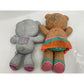 TOMY Doodle Bear Lot of 2 Orange Gray - Plush Stuffed Toy - Warehouse Toys