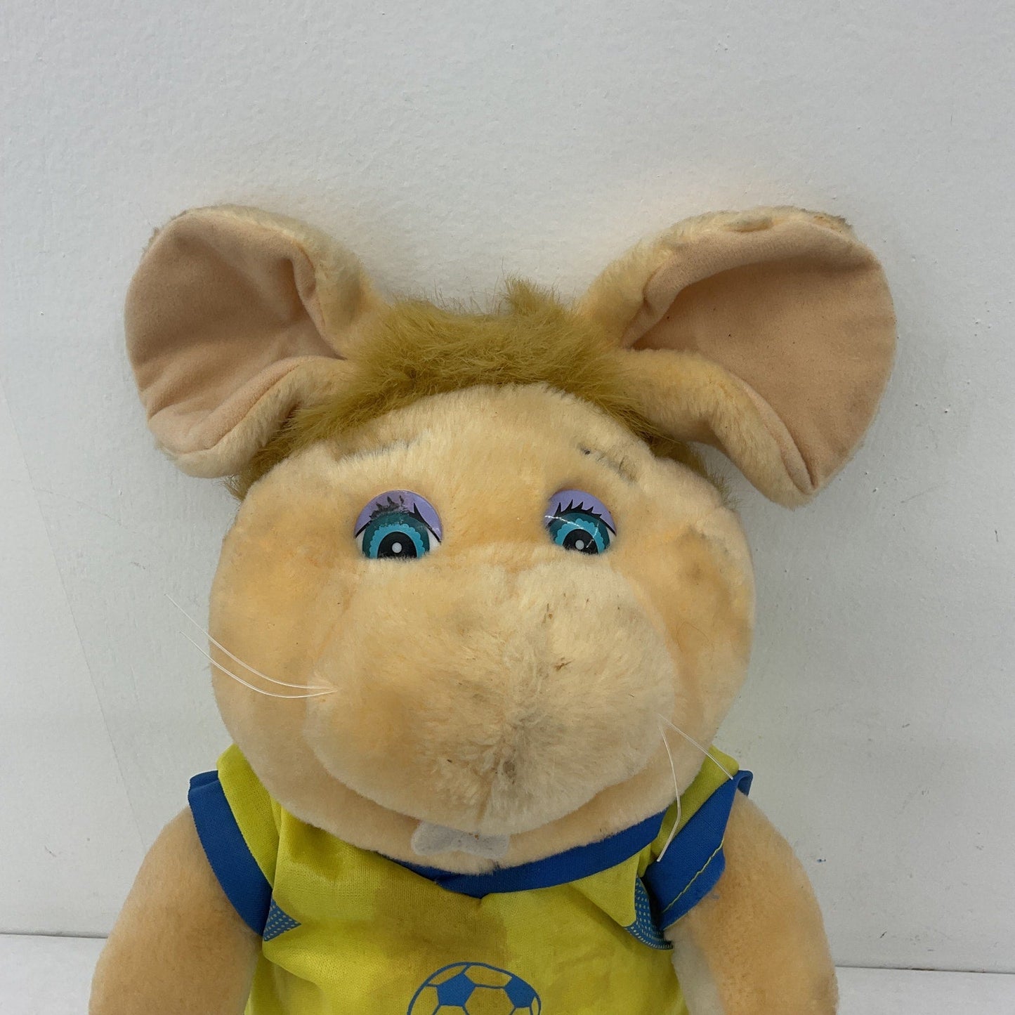 Topo Gigio Vintage Buck Toothed Mouse Plush Doll in Yellow Soccer Outfit AS IS - Warehouse Toys