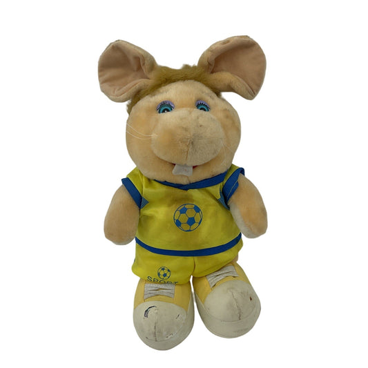 Topo Gigio Vintage Buck Toothed Mouse Plush Doll in Yellow Soccer Outfit AS IS - Warehouse Toys