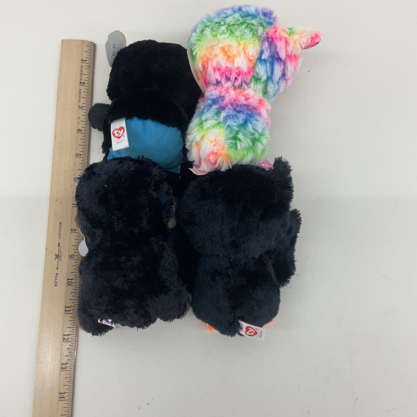 TY Beanie Babies Boos Plush Stuffed Animal Lamb Penguin Monkey Bat Rainbow Black - Warehouse Toys