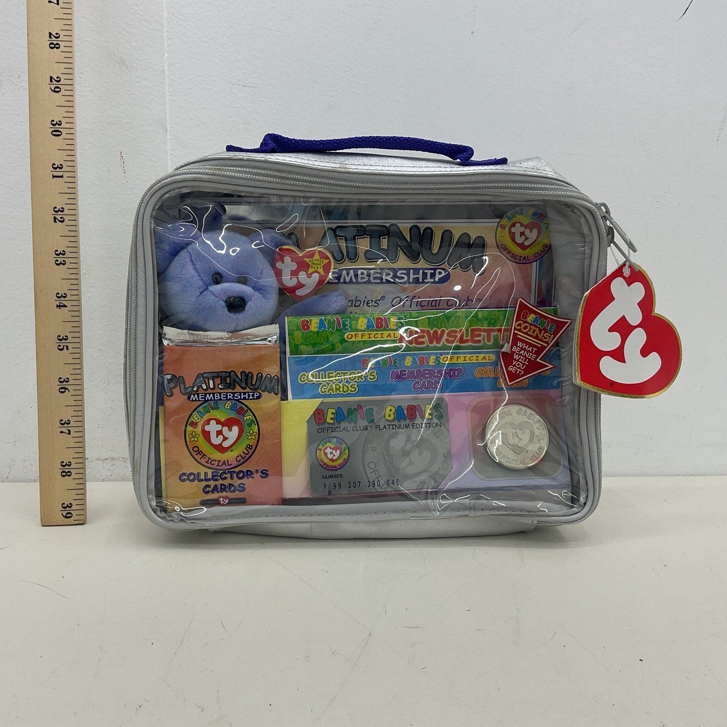 TY Beanie Babies Vintage 1990s Platinum Membership Kit w/ Case Bear Plush Papers - Warehouse Toys