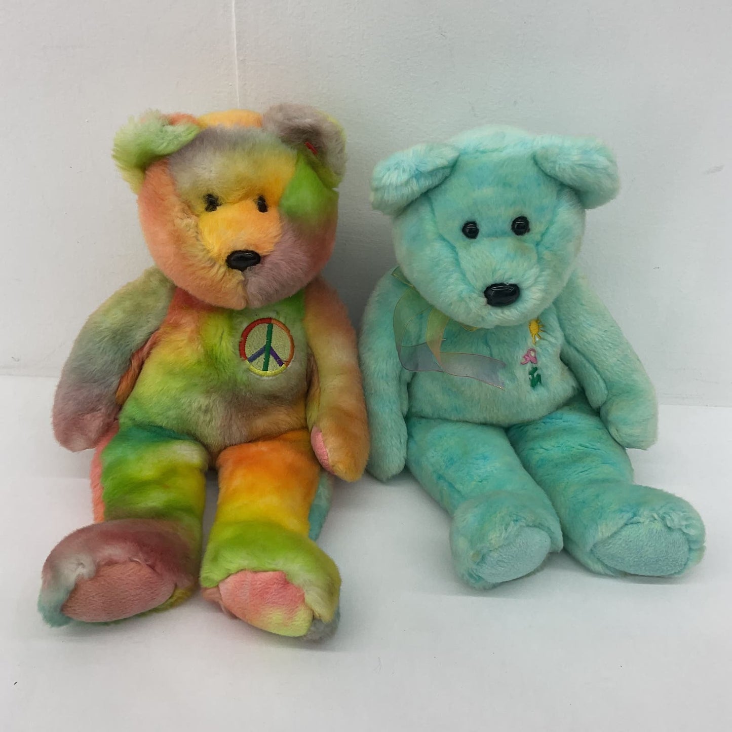 TY CUTE Beanie Babies Large Teddy Bear Plush Green Rainbow Stuffed Animals - Warehouse Toys