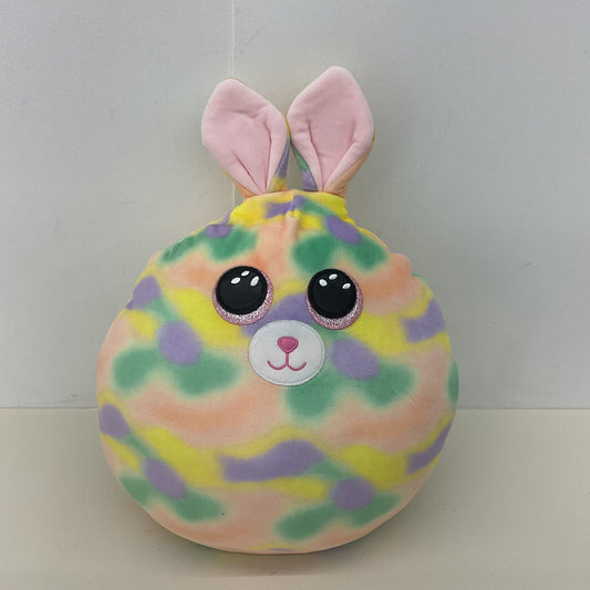 TY Easter Bunny Rainbow Colored Round Pillow Plush Named Furry Stuffed Animal - Warehouse Toys