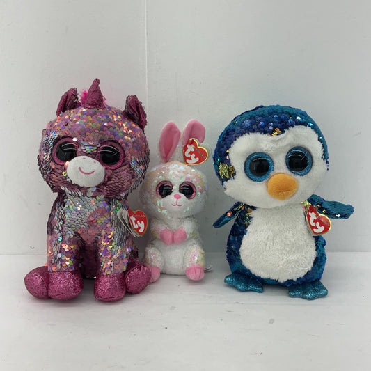 TY Stuffed Animal Beanie Boo Babies Plush toy lot Pink Penguin Bunny Unicorn - Warehouse Toys