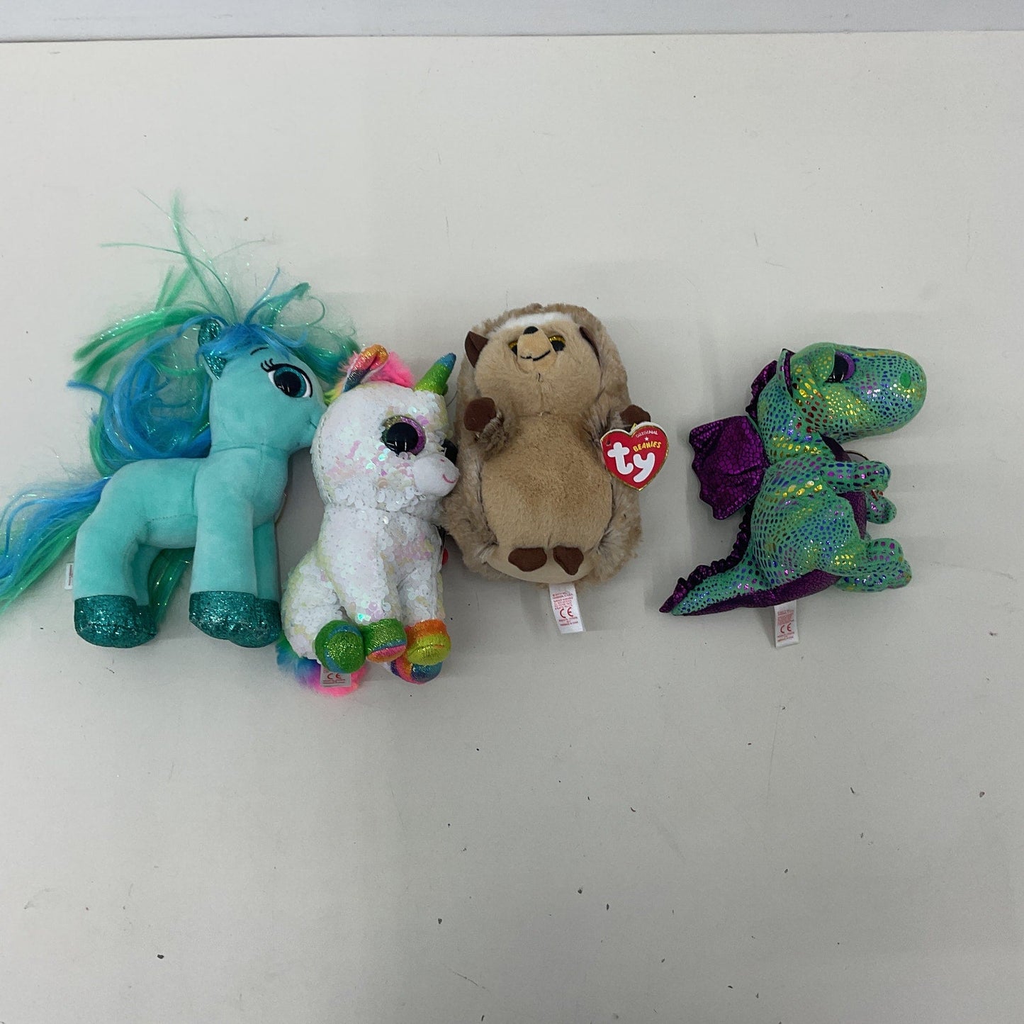 TY Stuffed Animals LOT Beanie Babies Boos Green Dragon Preowned - Warehouse Toys