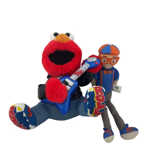 Tyco Sesame Street Elmo with Guitar & Blippi Character Plush Toys - Warehouse Toys