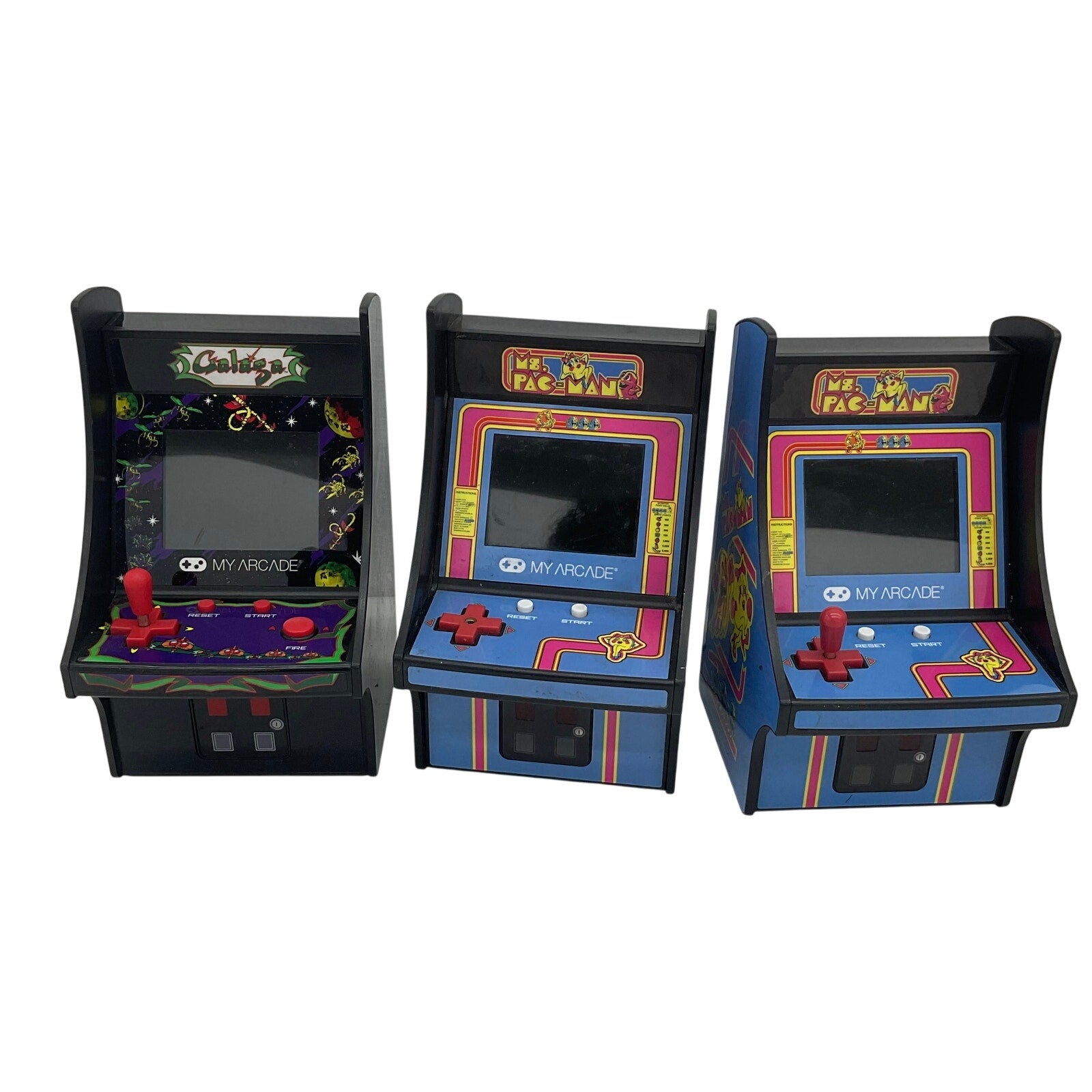 UNTESTED LOT 3 Mini Arcade Cabinets Slot Handheld Video Games Galaga Ms Pacman - Warehouse Toys