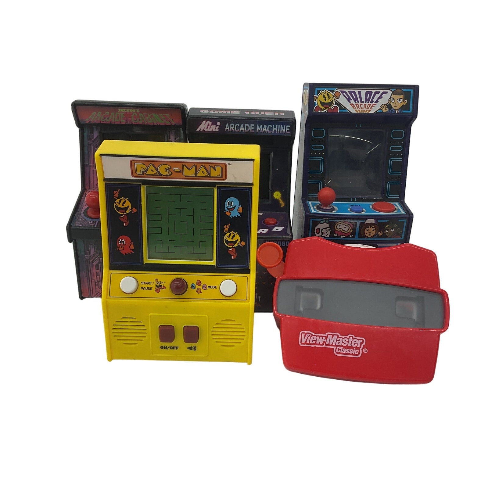 UNTESTED LOT Mini Arcade Cabinets Handheld Video Games Pacman Viewmaster - Warehouse Toys