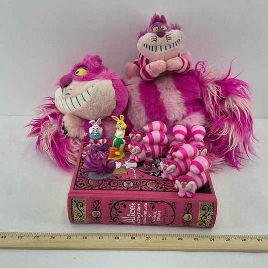 Used LOT 10 pcs Alice in Wonderland Cheshire Cat Plush & Hard Toys Book Bundle - Warehouse Toys