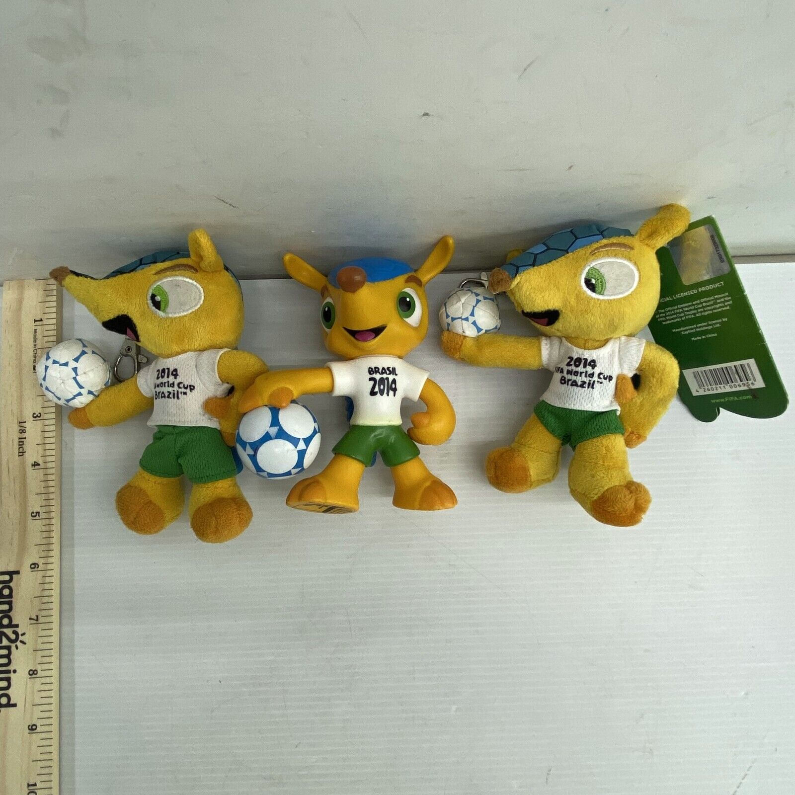 Used LOT 3 2014 FIFA Soccer World Cup Armadillo Mascot Brazil Toy Figures Plush - Warehouse Toys