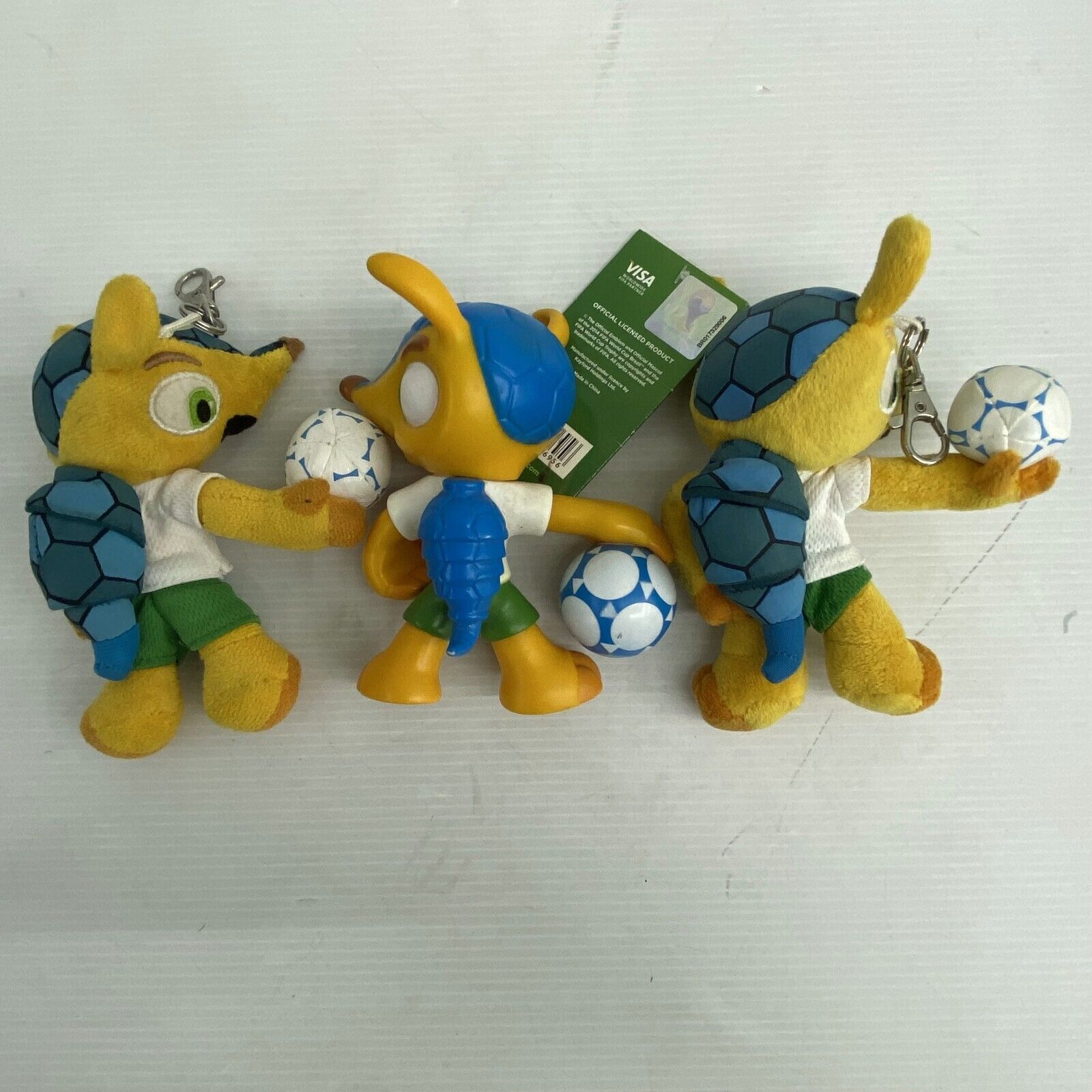 Used LOT 3 2014 FIFA Soccer World Cup Armadillo Mascot Brazil Toy Figures Plush - Warehouse Toys